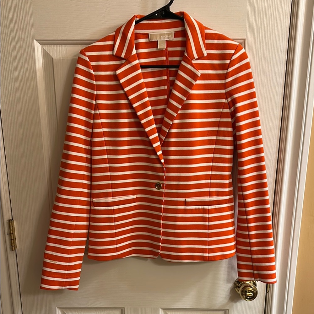 Striped Orange and White Women's Blazer